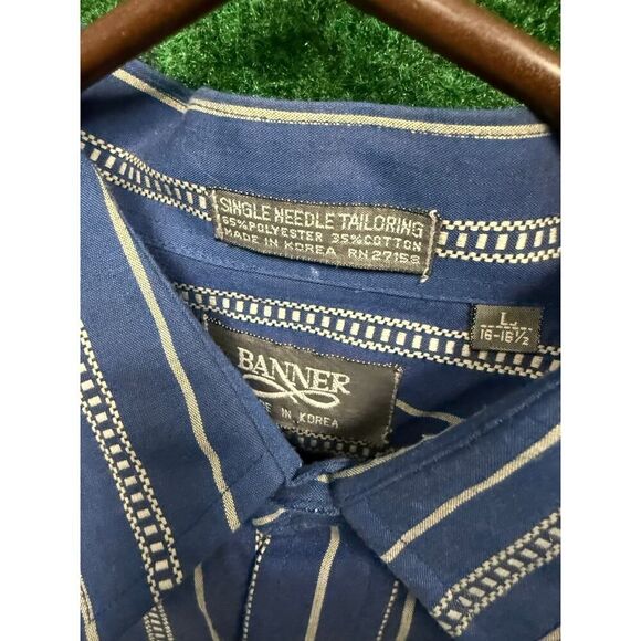 90s Blue Button Down Grunge Style Shirt Sz Large Banner Brand UNISEX - Picture 4 of 6